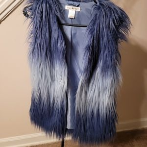 Say What? Ombre faux fur vest, size small, blue